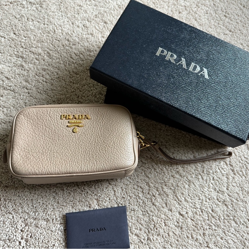 Prada Daino leather wristlet